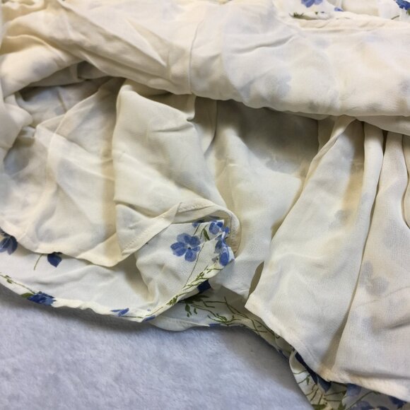 New! Reformation Niara Mini Dress Sz 12 Womans Ivory Clarita Blue Floral Print - Picture 12 of 15